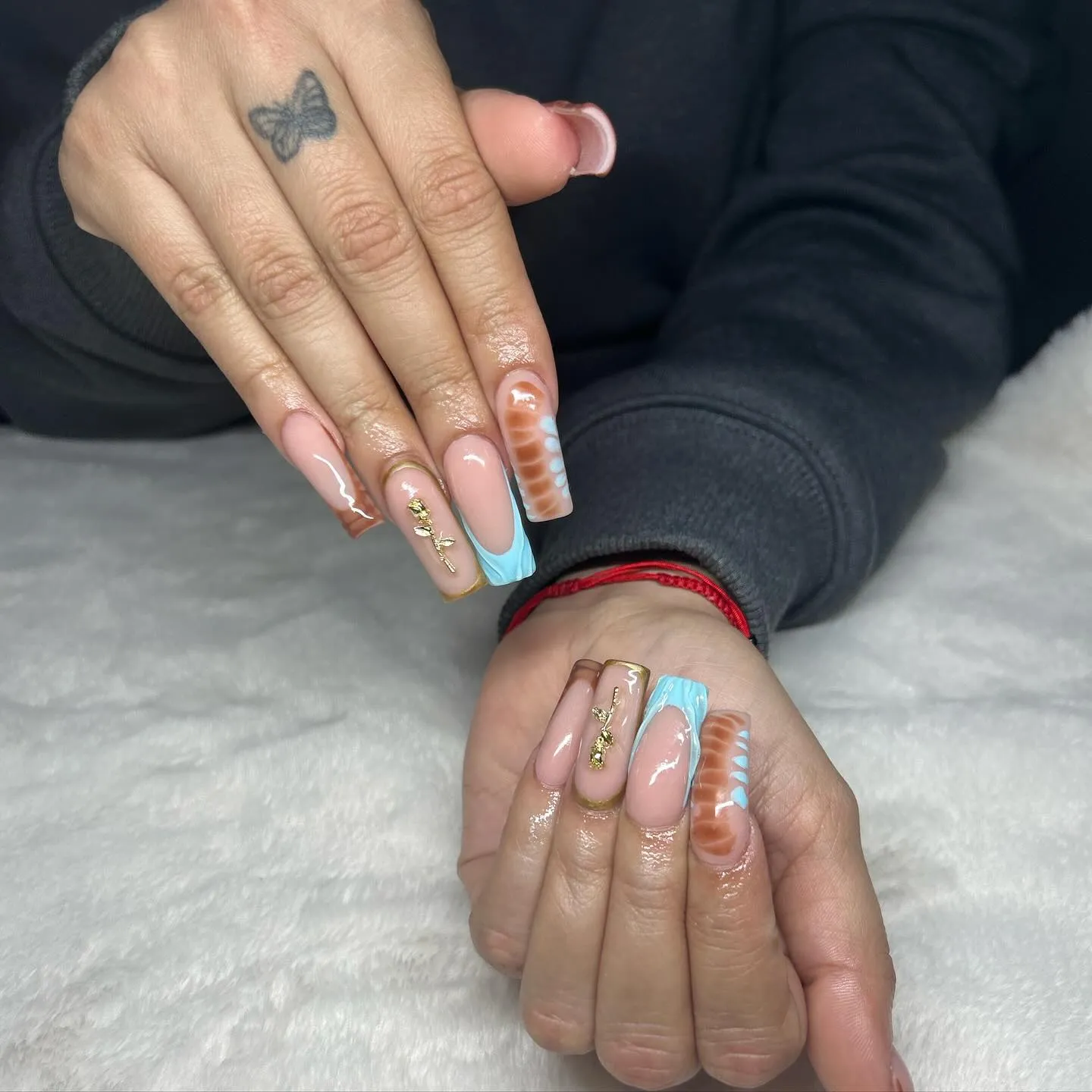 Blue and Brown Nail Designs