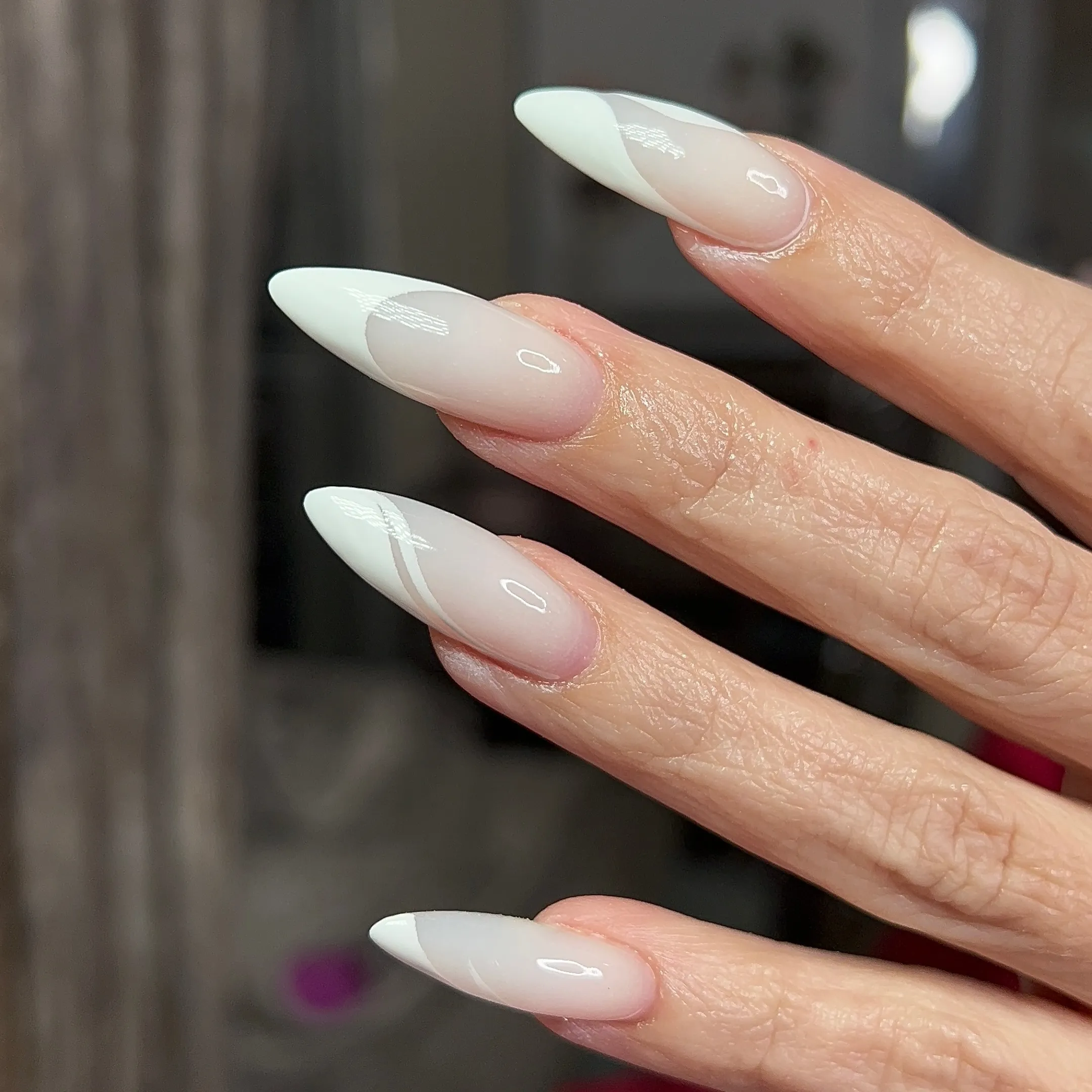 Long White Almond Nails