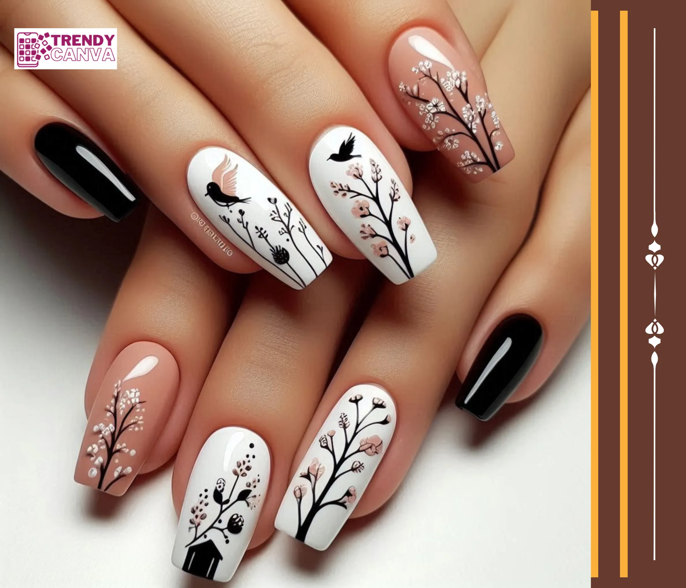 Black and White Elegance Nail Designs