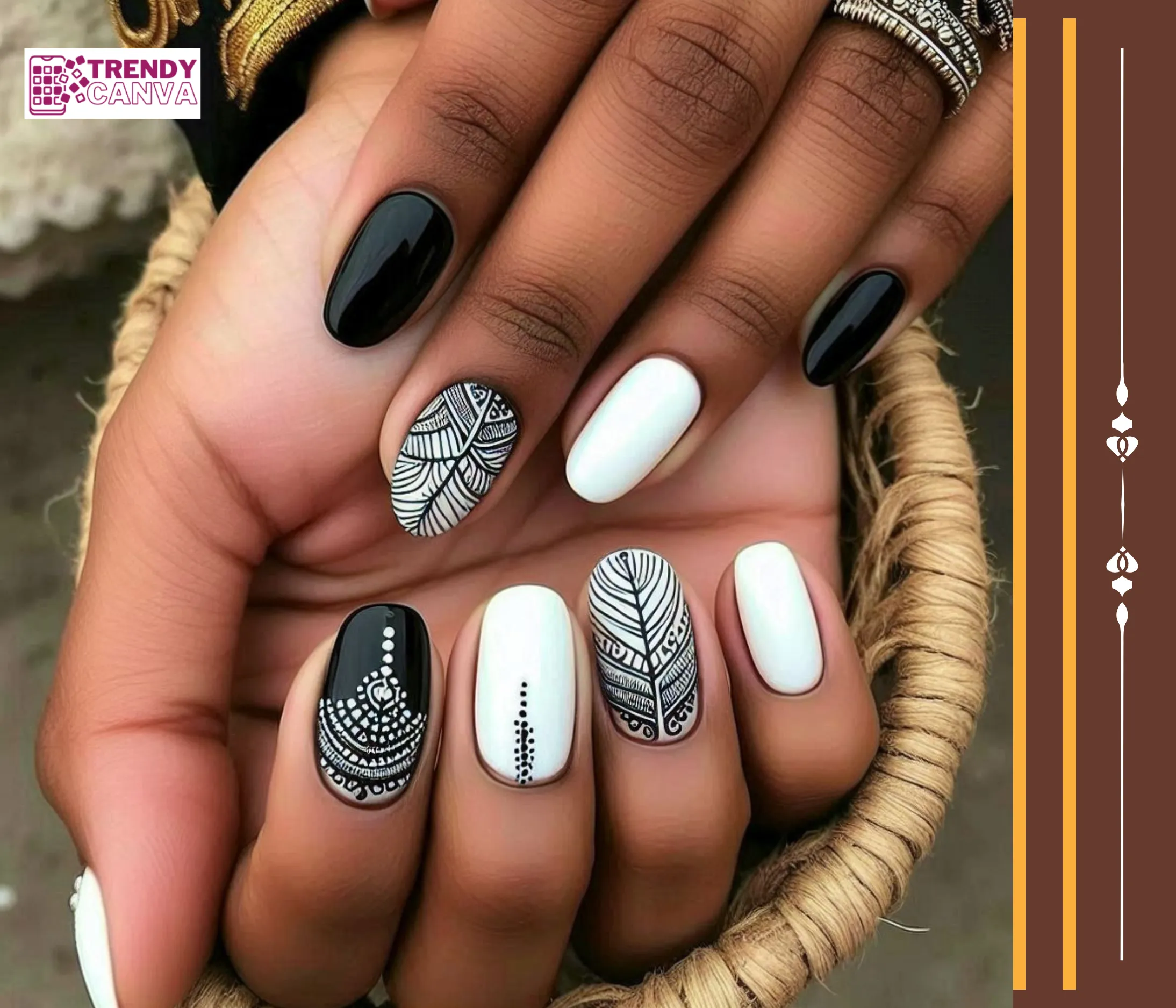 Black and White Elegance Nail Designs