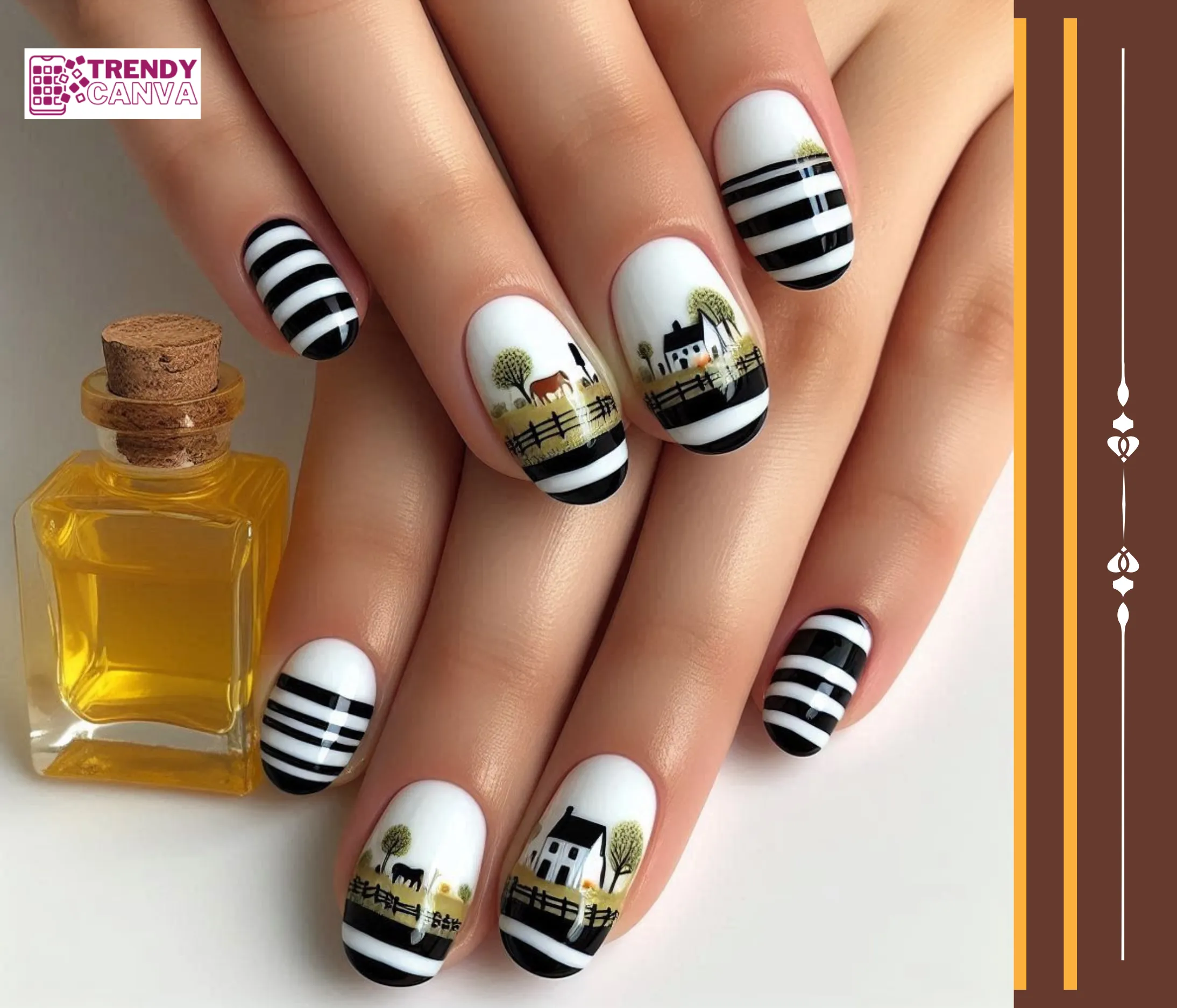 Black and White Elegance Nail Designs