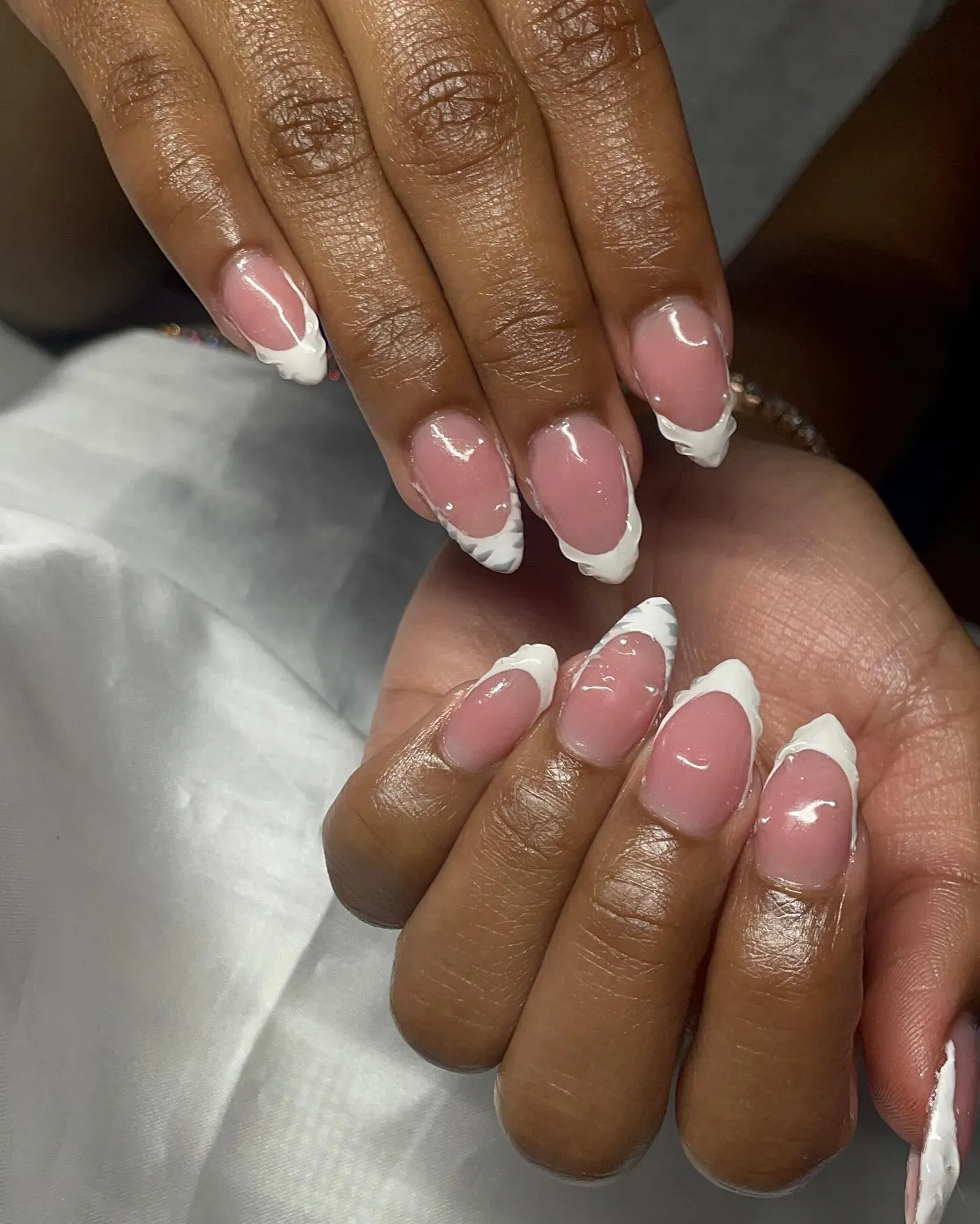 White Almond Nails French Tip