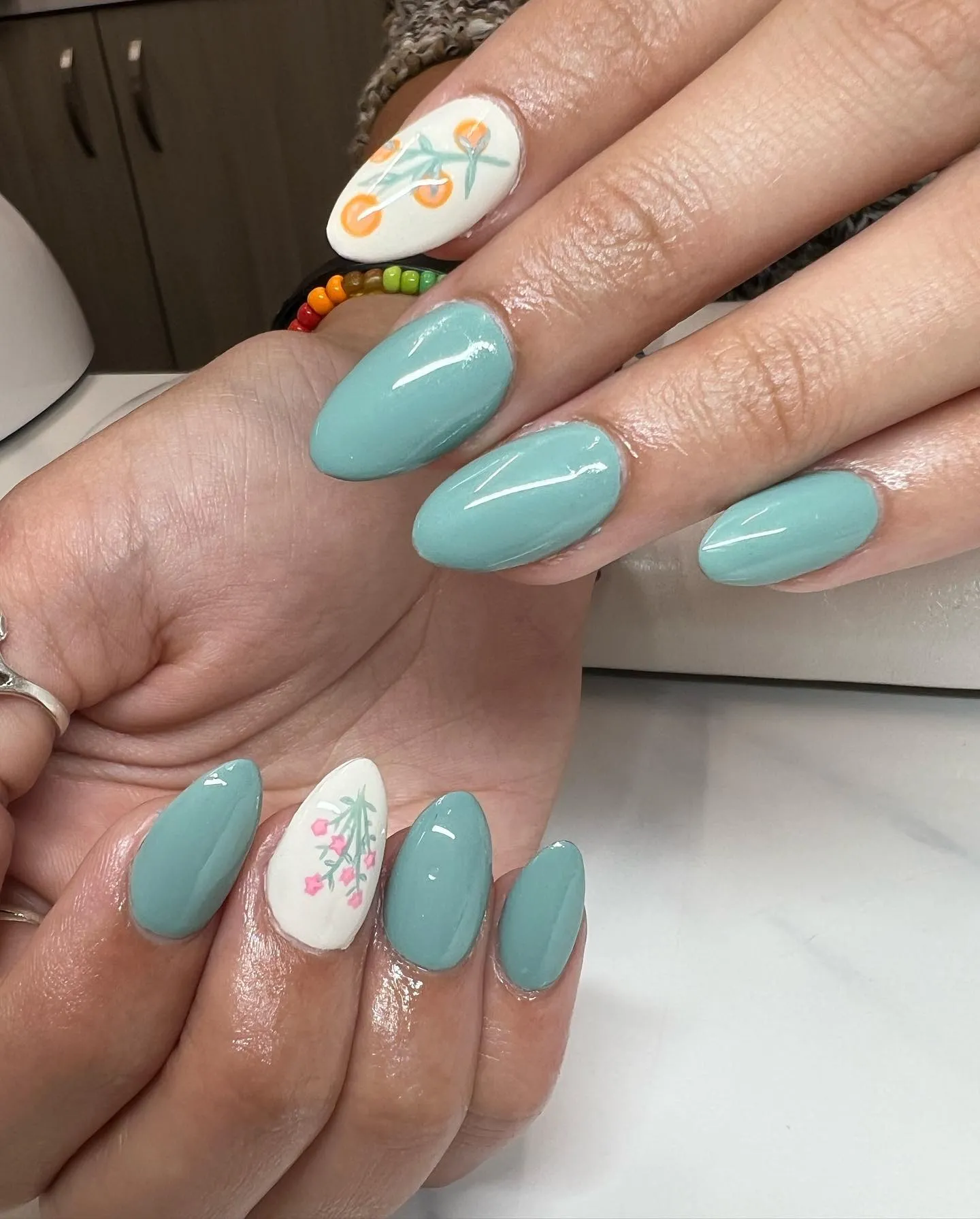 Sage Green Almond Nails