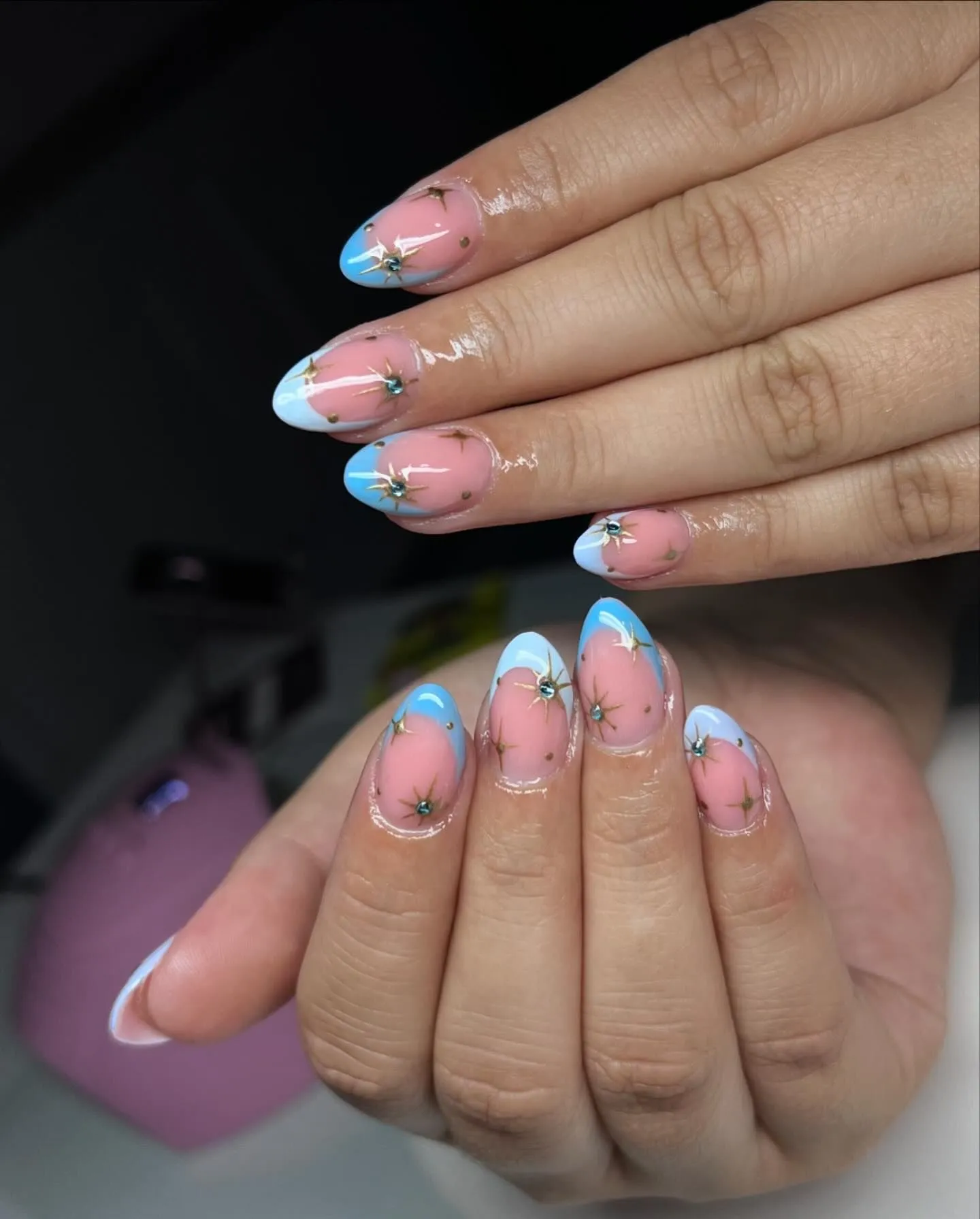 Blue French Tip Nails