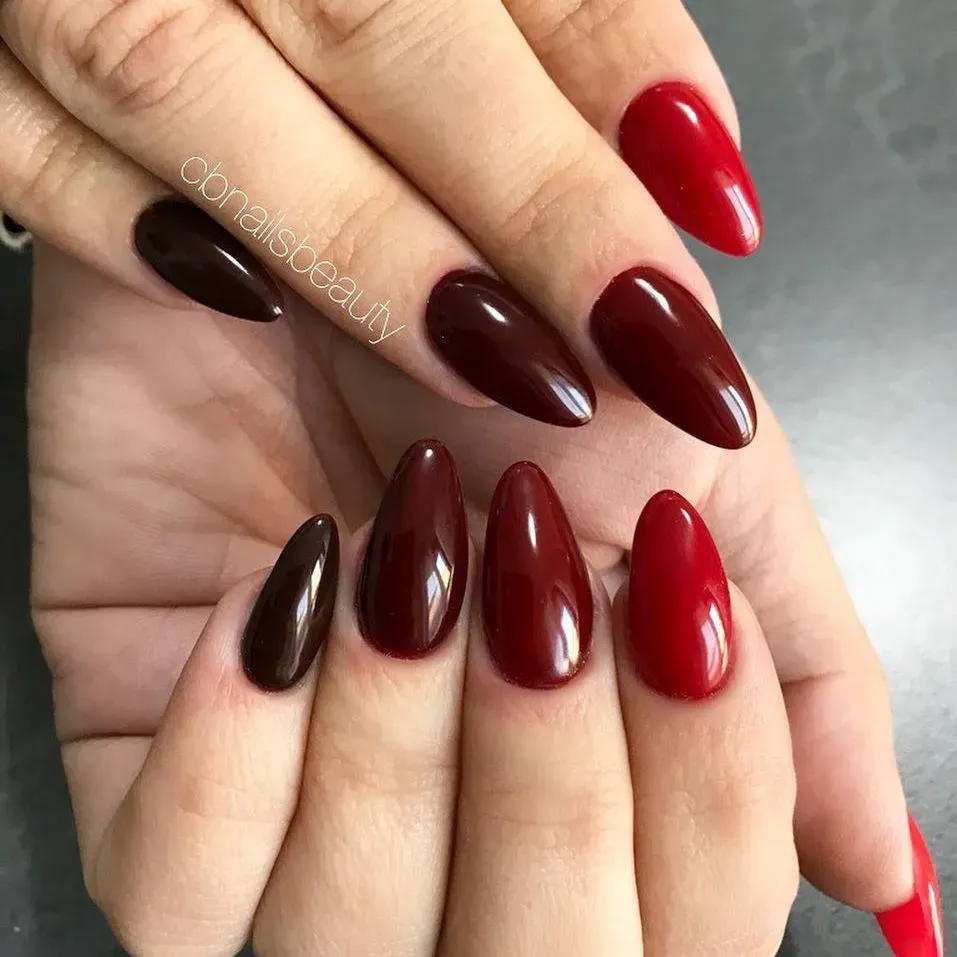 Cherry Red Almond Nails