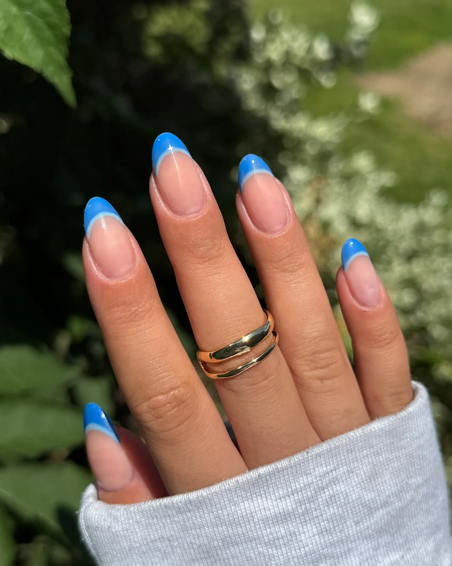 Blue French Tip Nails