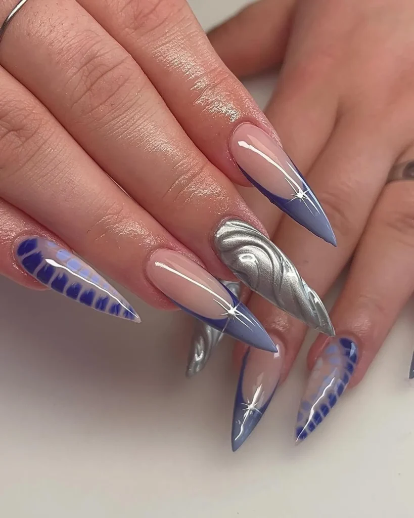 Pink Glitter Ombre Almond Nails