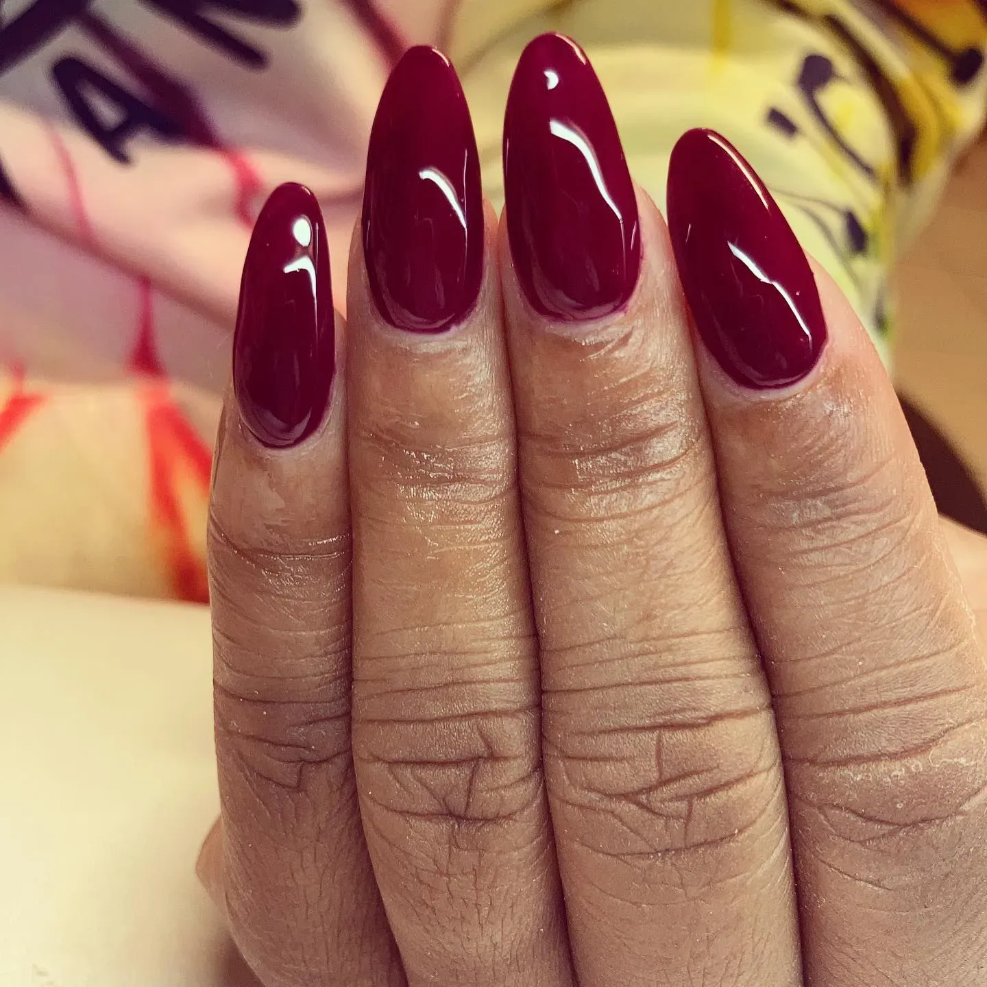 Bright Red Almond Nails