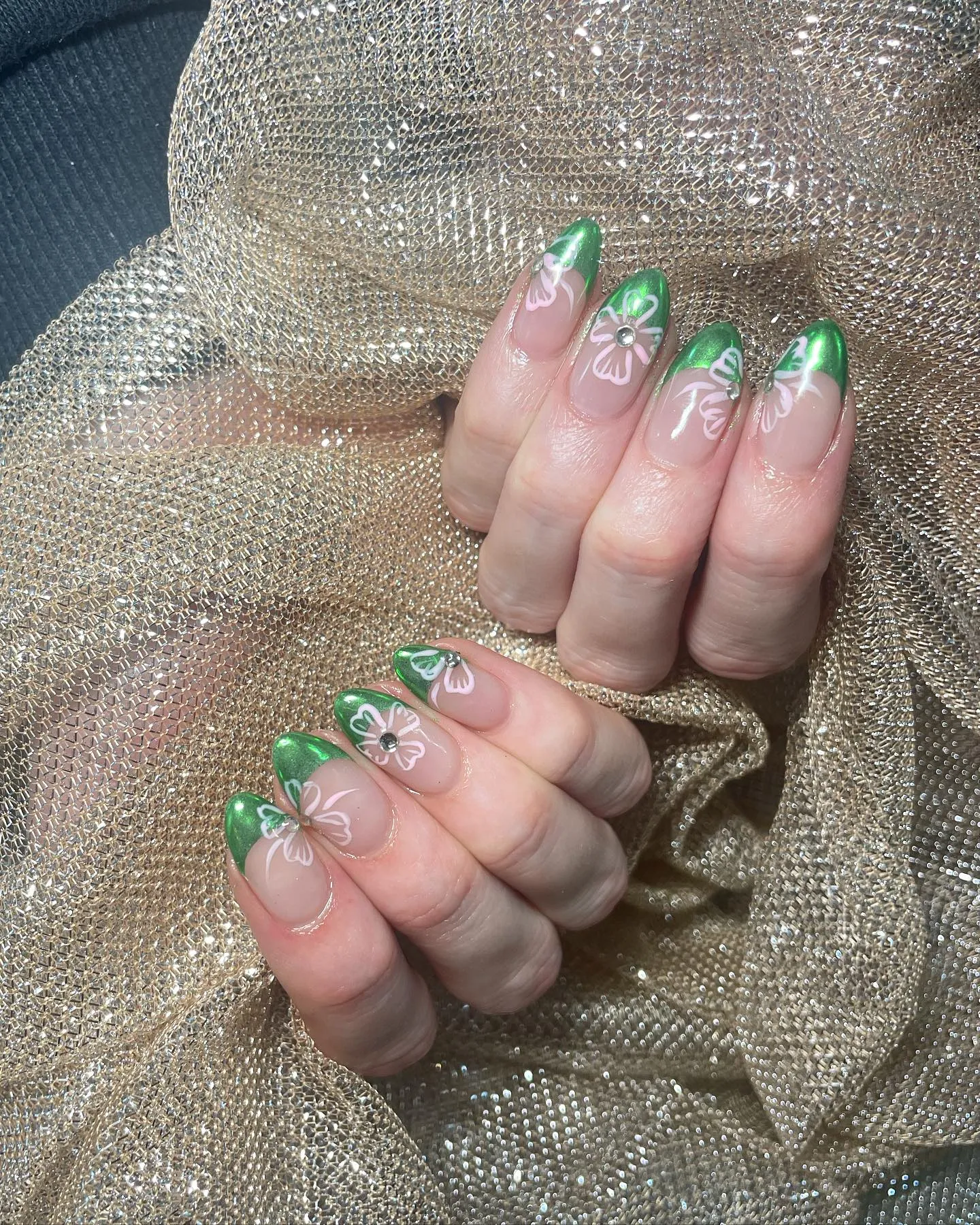 Green French Tip Nails