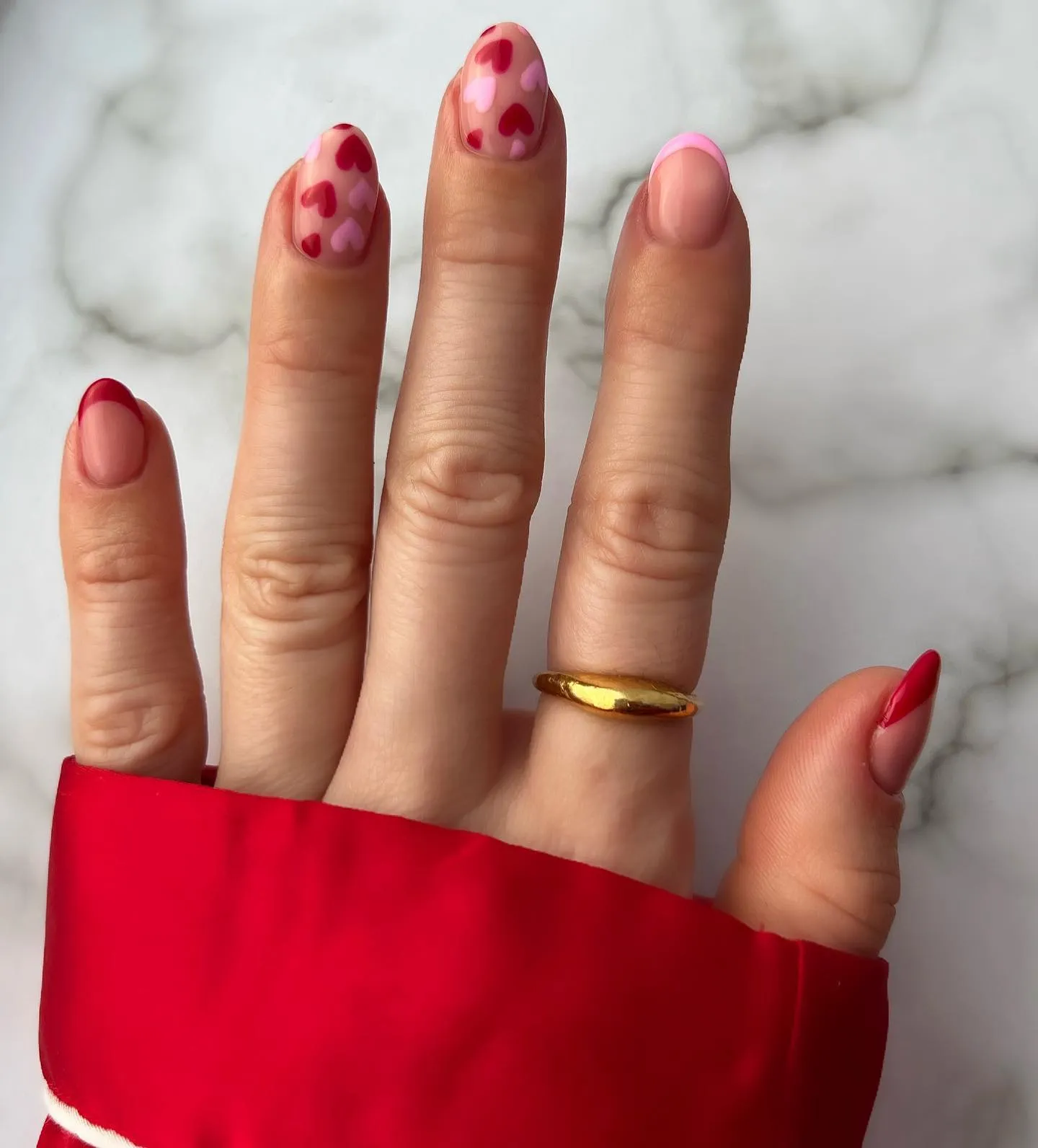 Red and Pink Almond Nail Designs