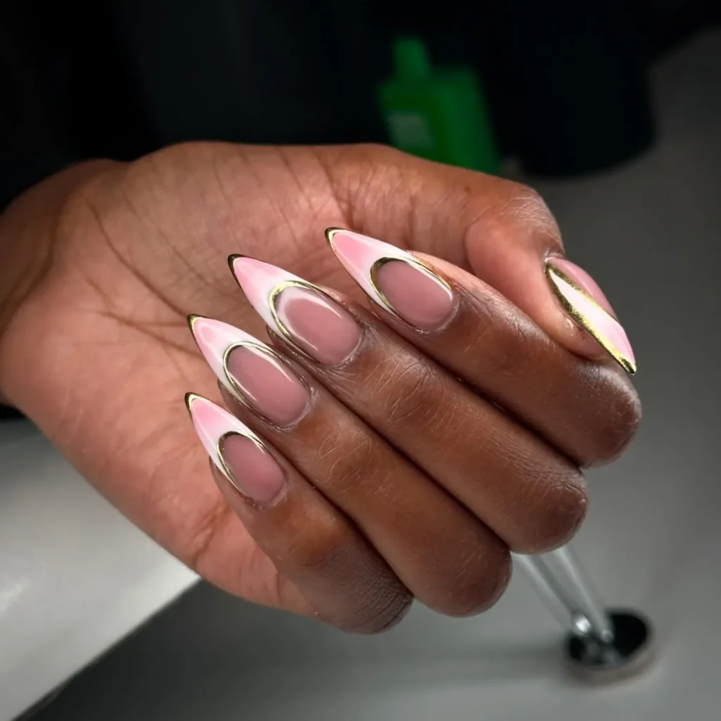 Pink Ombre Almond Nails
