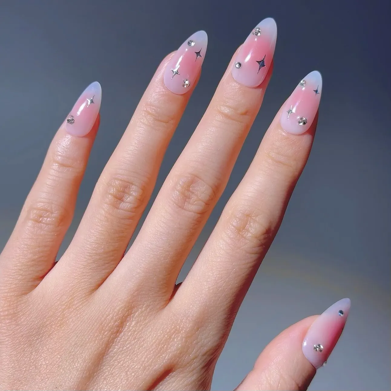 Pink Ombre Almond Nails