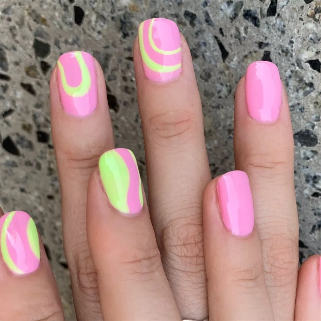 Pink and Green Almond Nail Designs