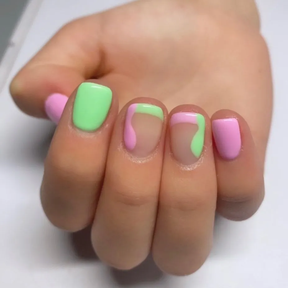 Pink and Green Almond Nail Designs