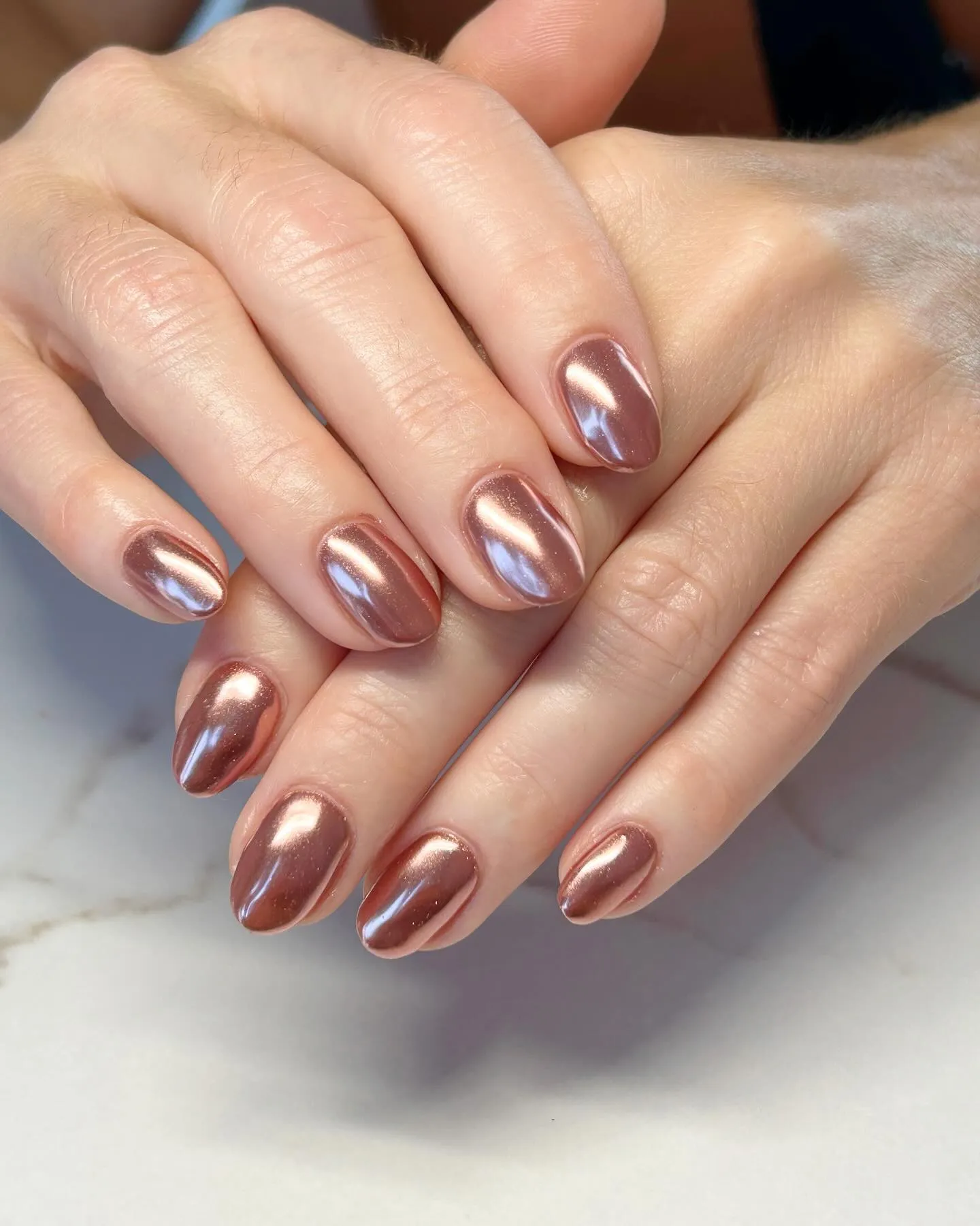 Rose Gold Chrome Nails