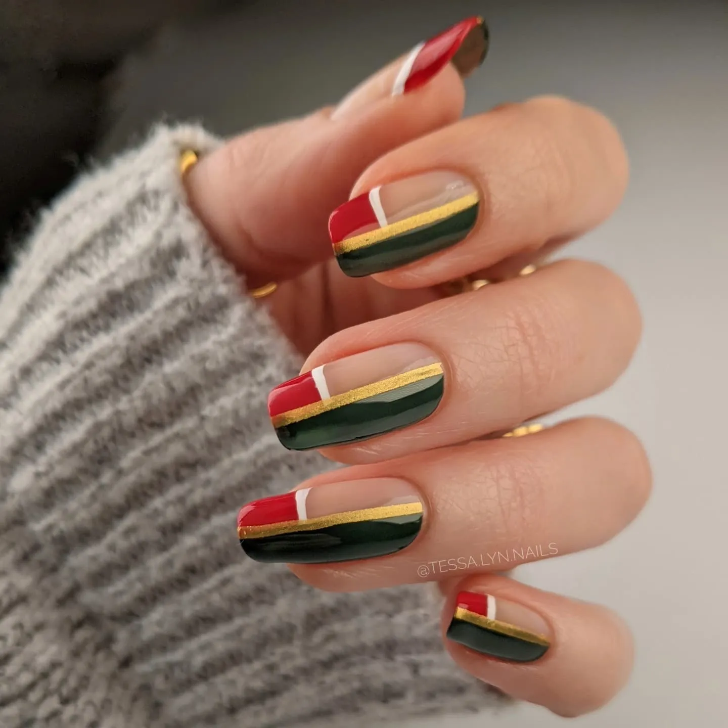 Red and Green Almond Nail Designs