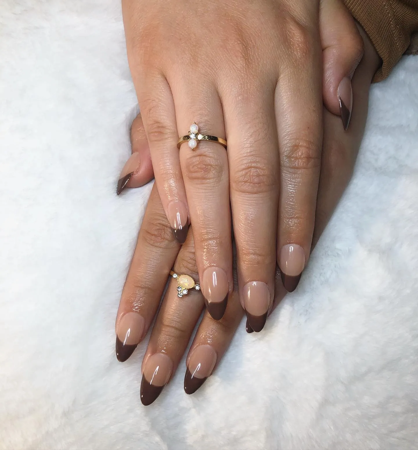 Chocolate Brown French Tips