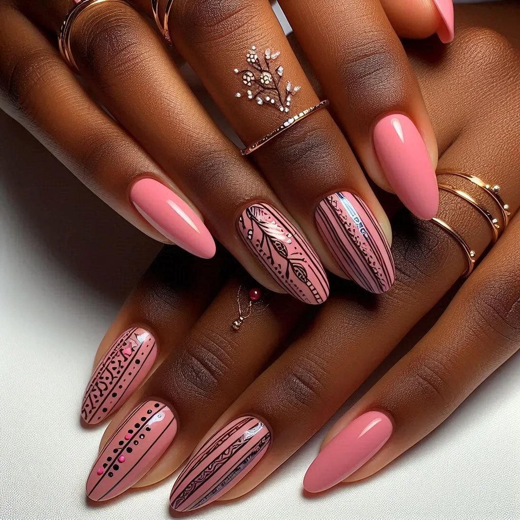 Trendy Pink Mix Nail Designs