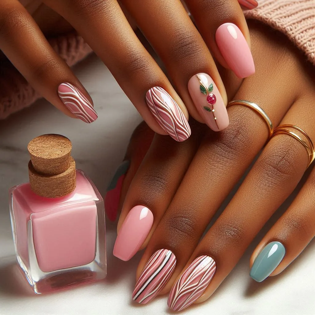 Trendy Pink Mix Nail Designs