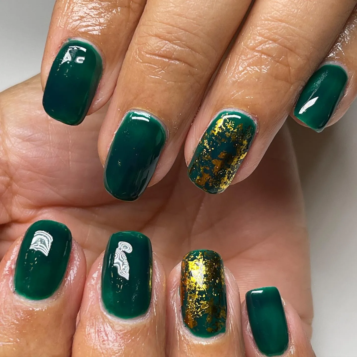 Emerald Green Almond Nails