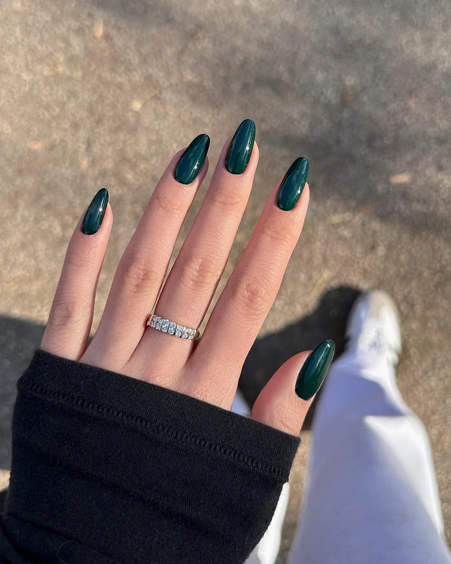 Short Green Almond Nails