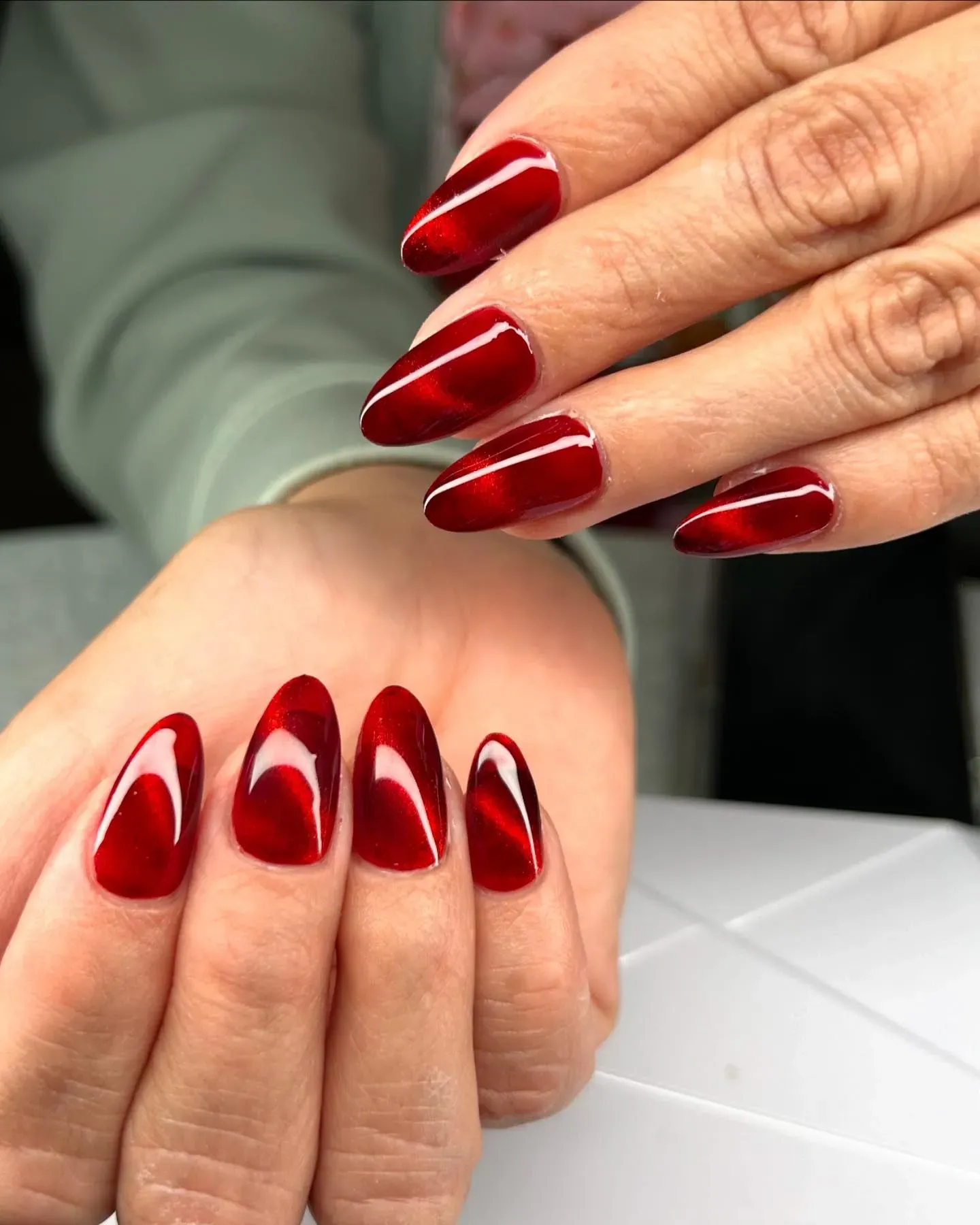 Matte Red Almond Nails