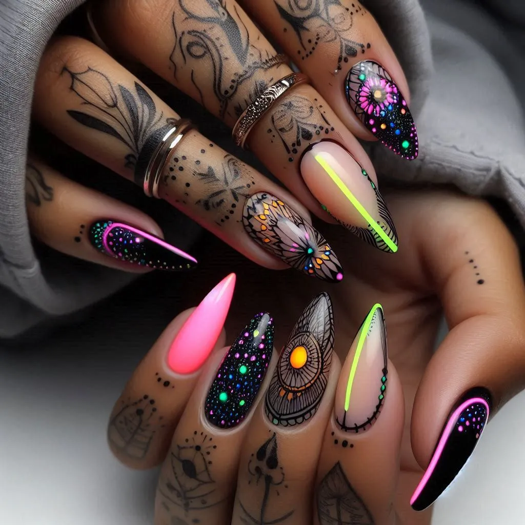 Neon Nights Nail Designs