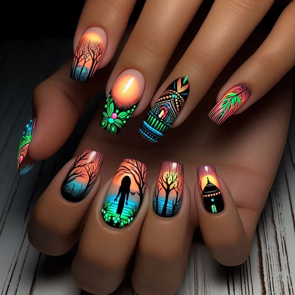 Neon Nights Nail Designs