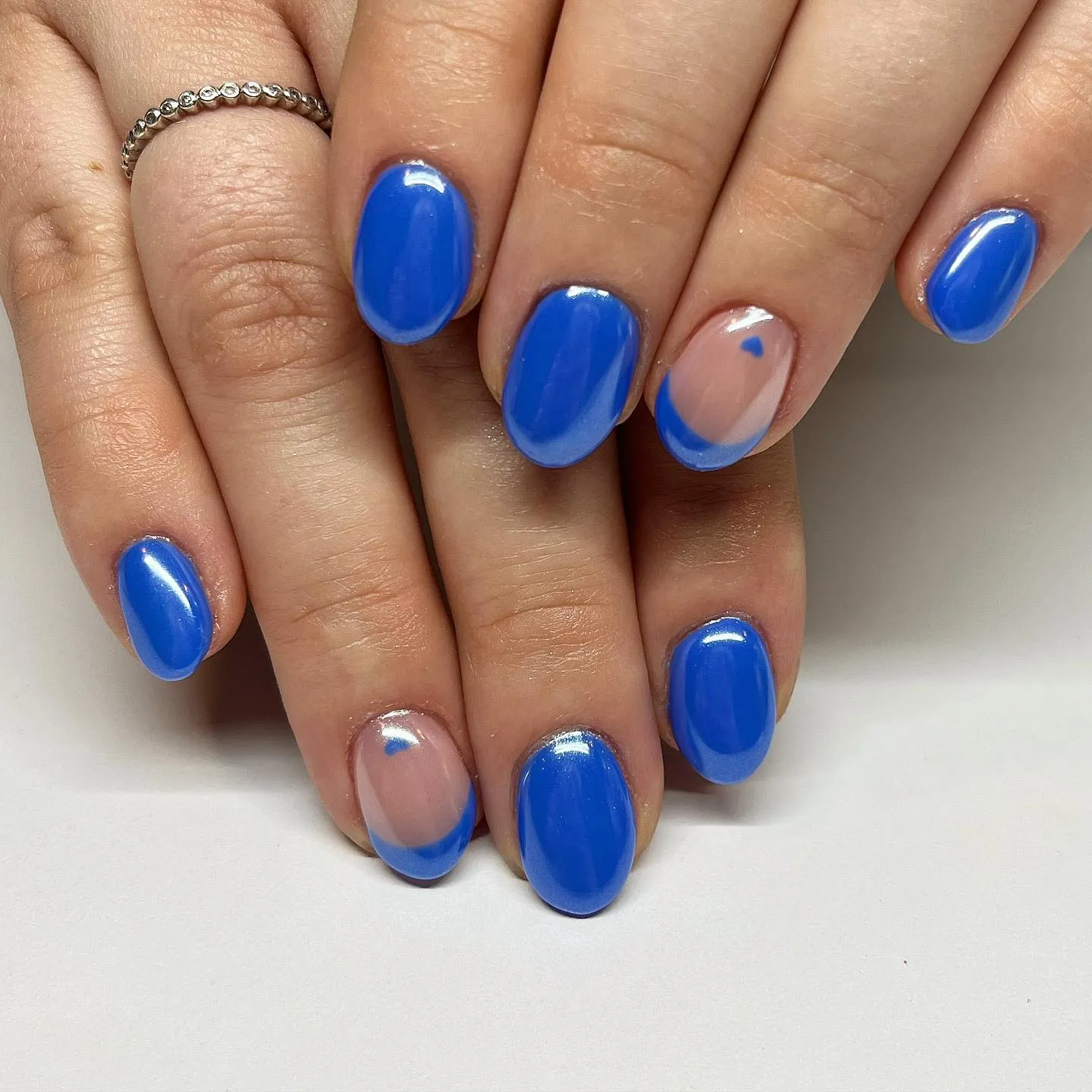 Blue Chrome Almond Nails