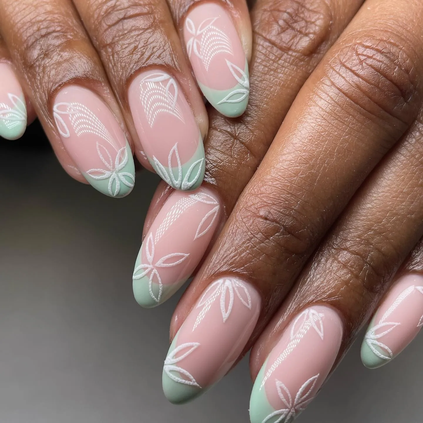 Mint Green Almond Nails