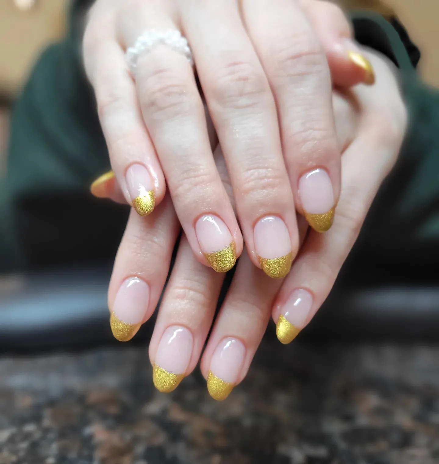 Gold French Tip Nails