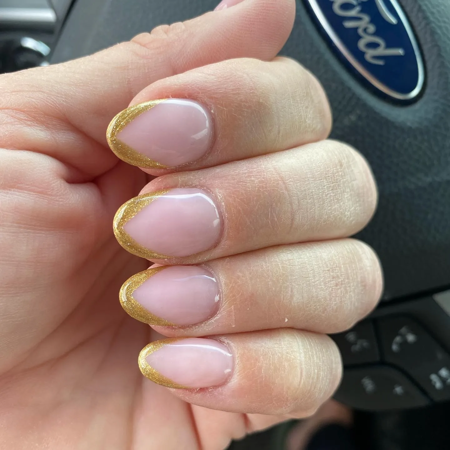 Gold French Tip Nails