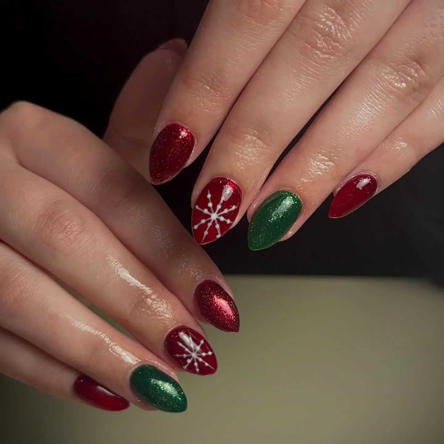 Red and Green Nails