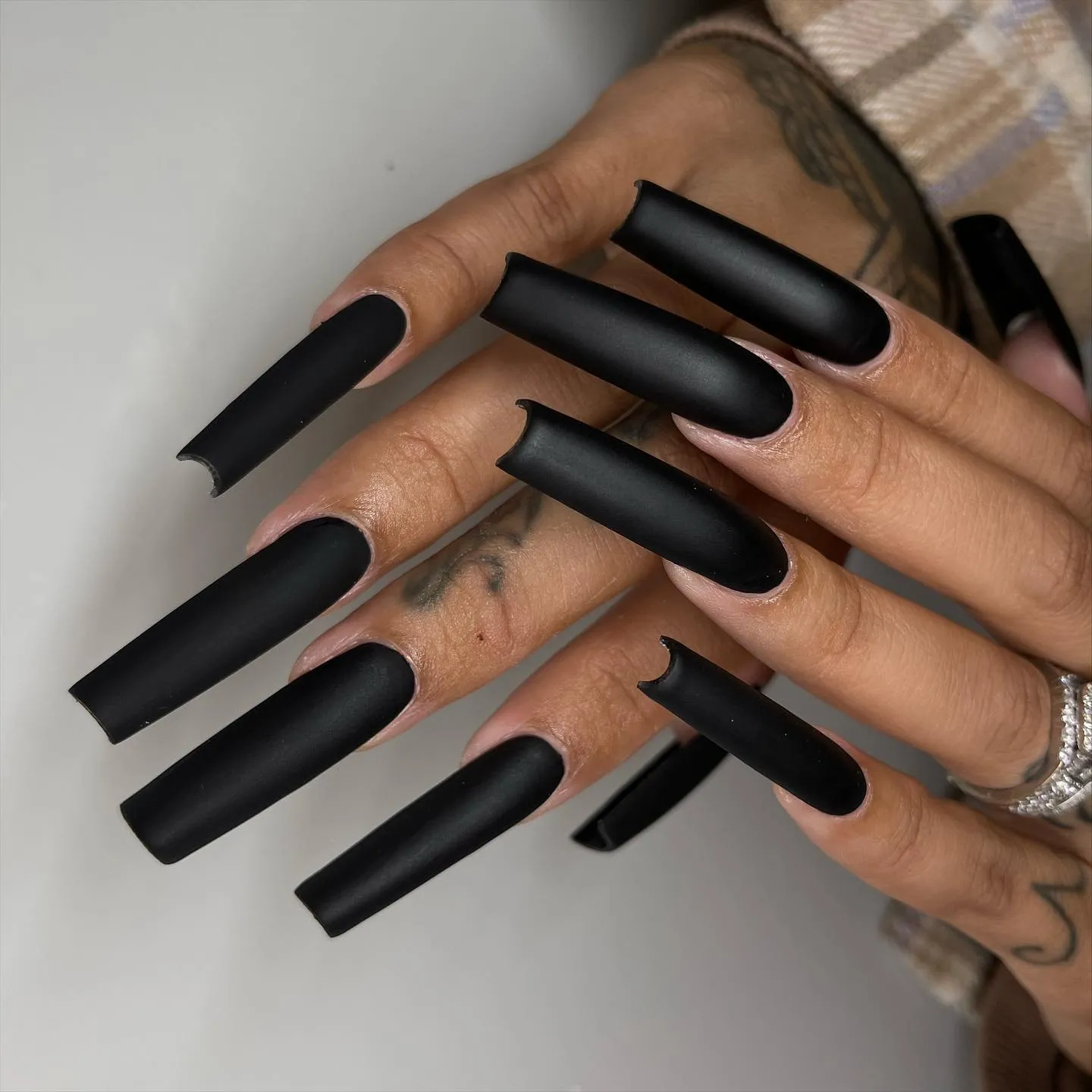 Matte Black Coffin Nails for a Sleek Look