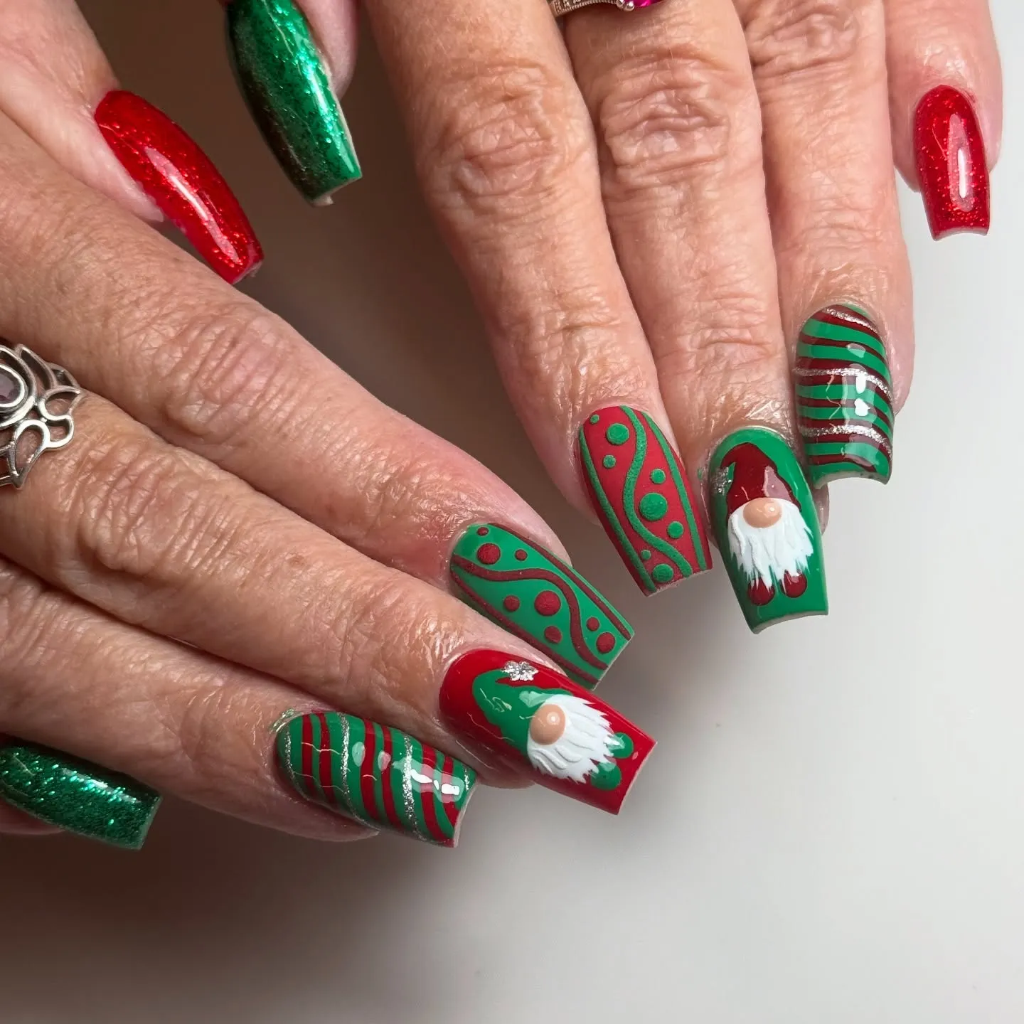 Red and Green Nails