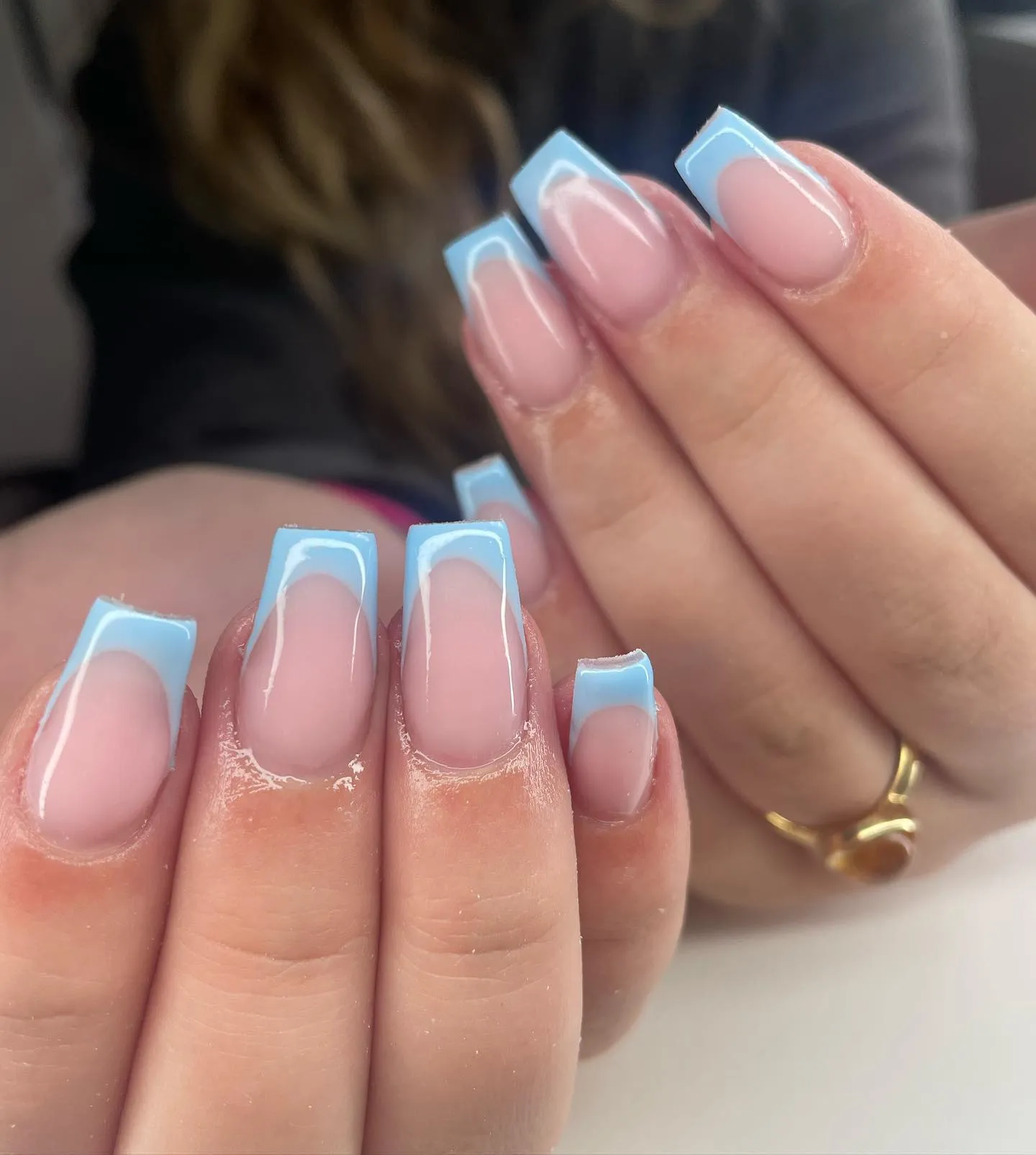 Blue French Tip Nails