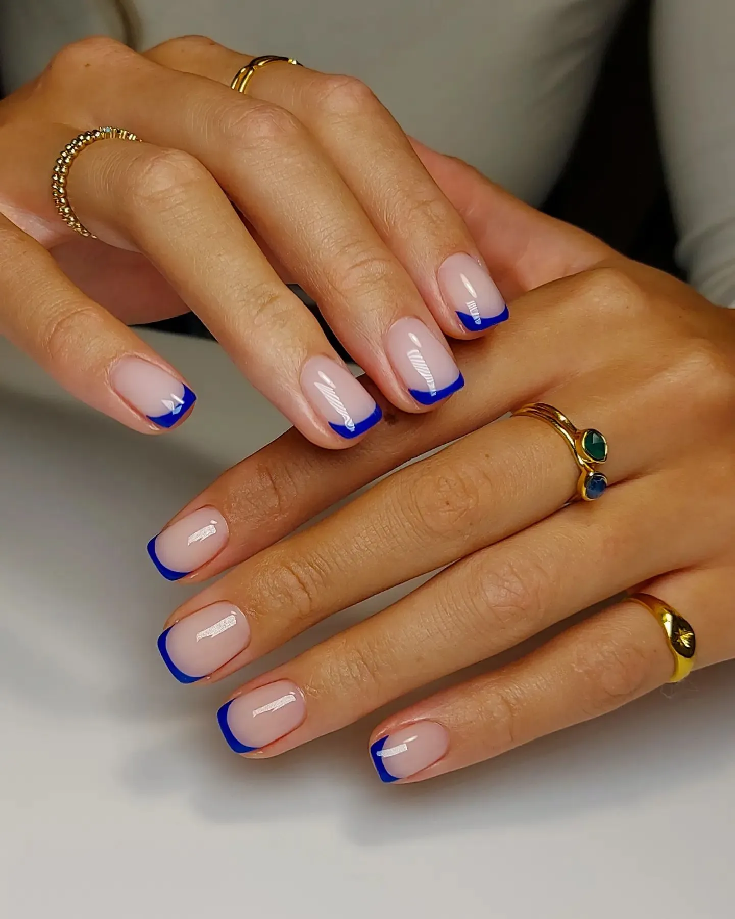 Blue French Tip Nails