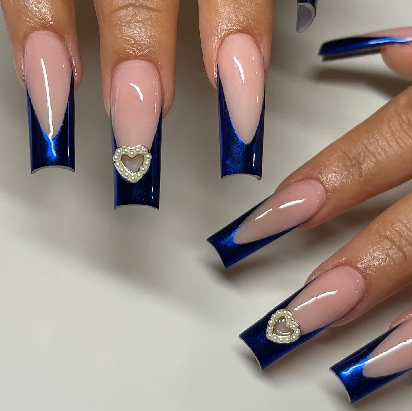 Blue French Tip Nails