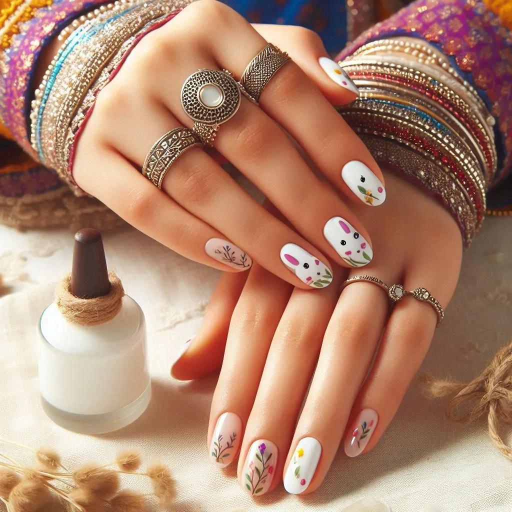 Minimalist Bunny Nail Art