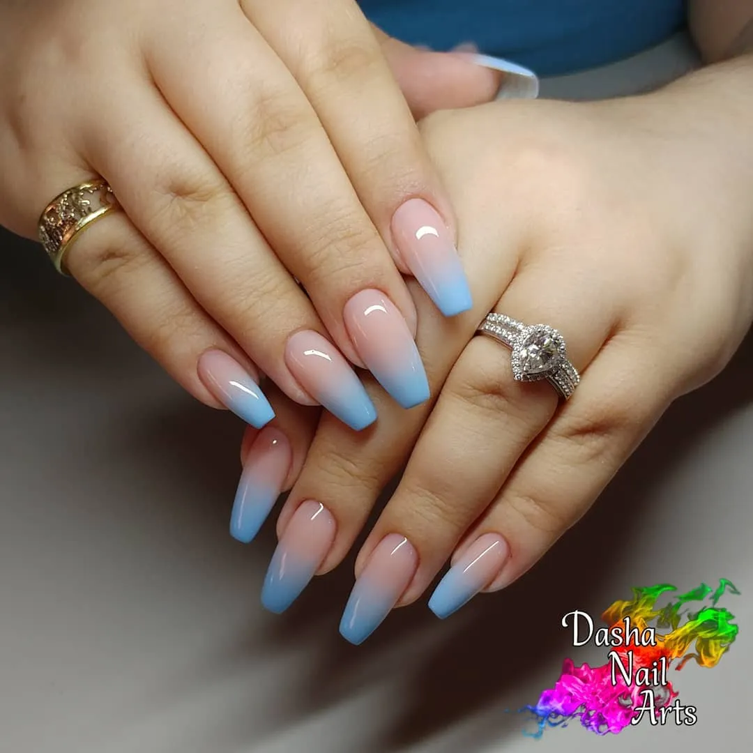 Ombre Blue Nails