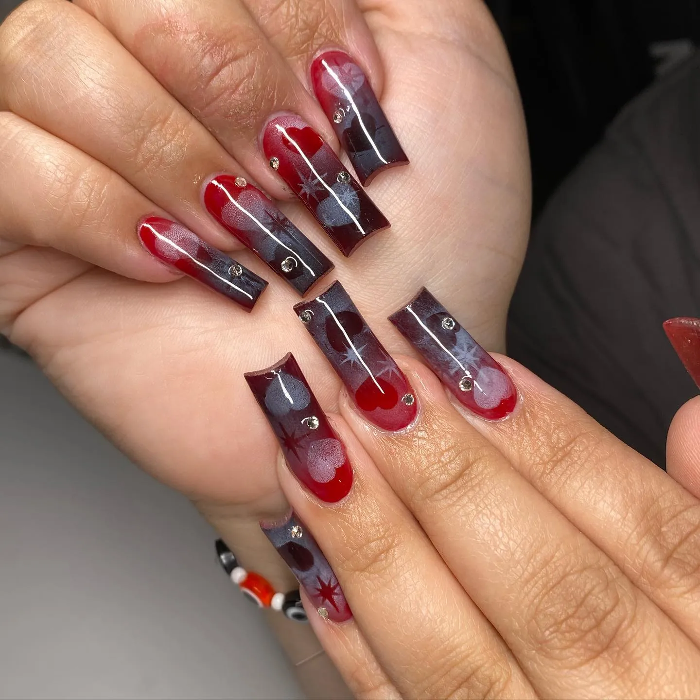 Red and Black Coffin Nails Designs