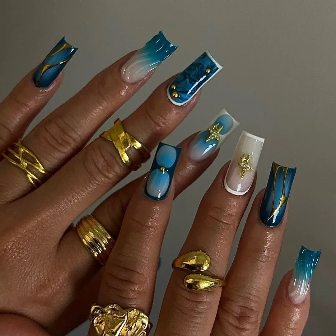 Blue Coffin Nails for Special Occasions