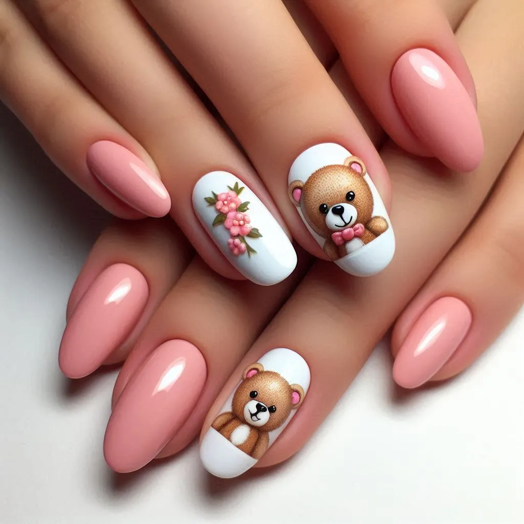 3D Teddy Bear Nails