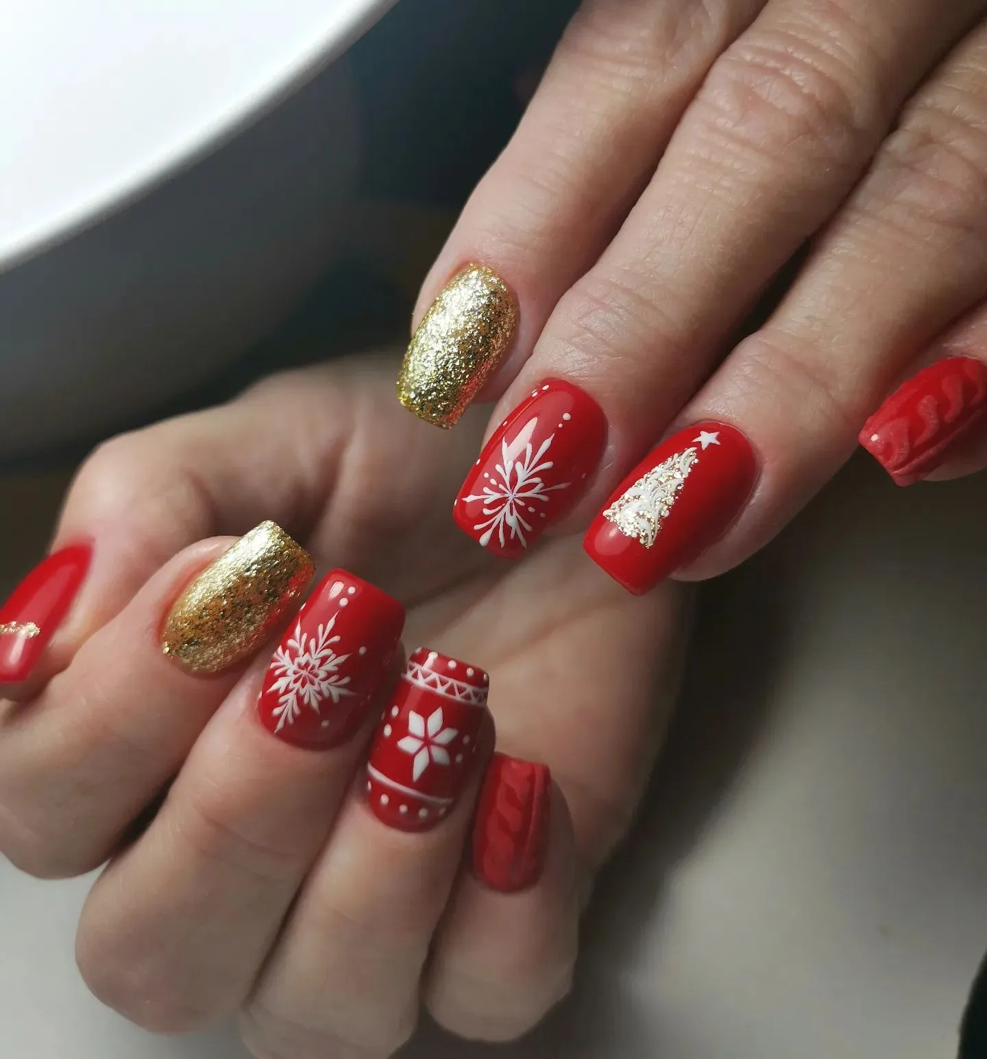 Red and Gold Nails