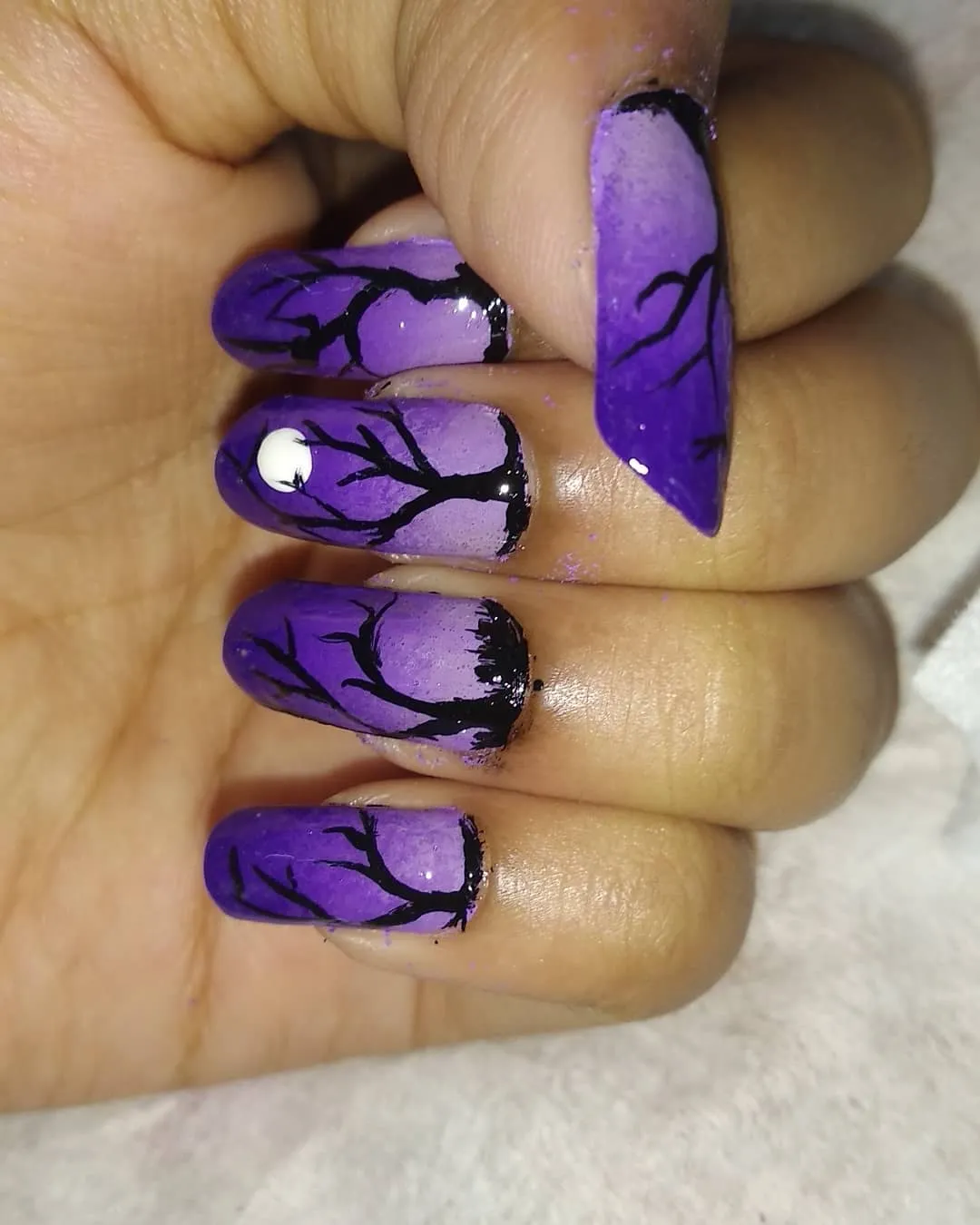 Purple and Black Coffin Nails