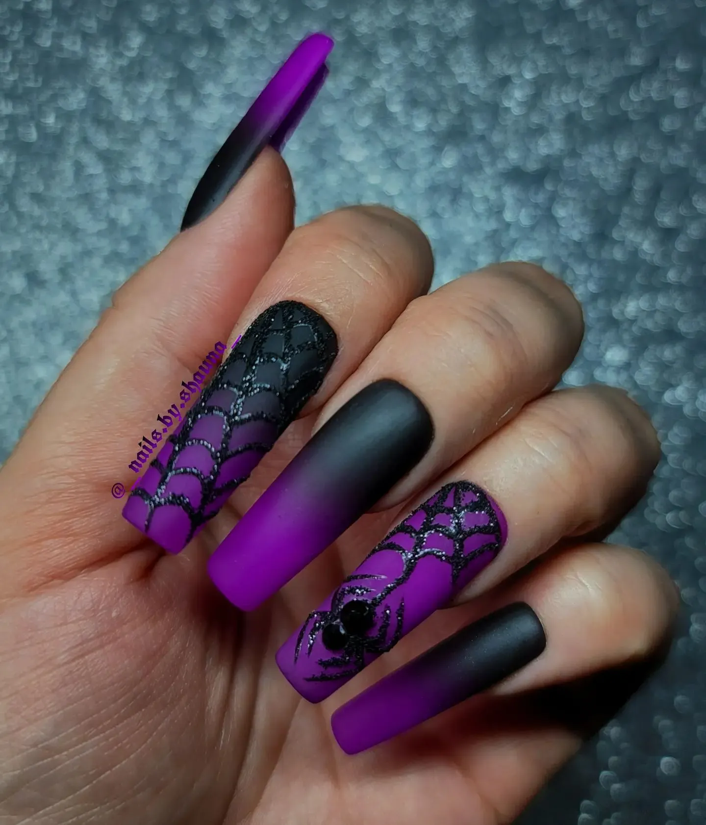 Purple and Black Coffin Nails