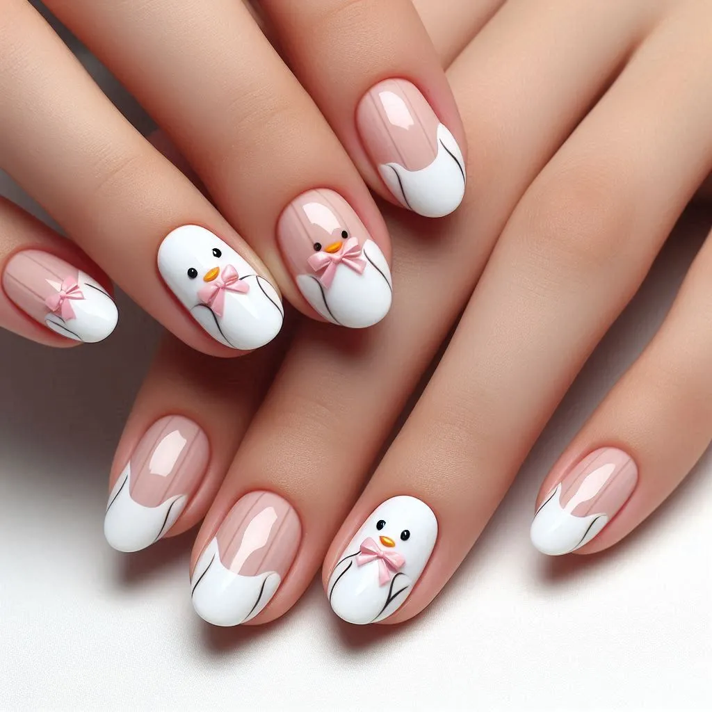 3D Ribbon Duck Nails