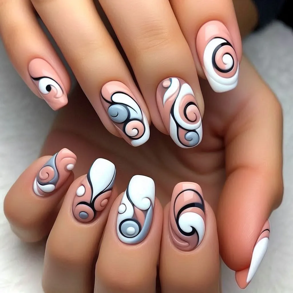 3D Swirl Nails