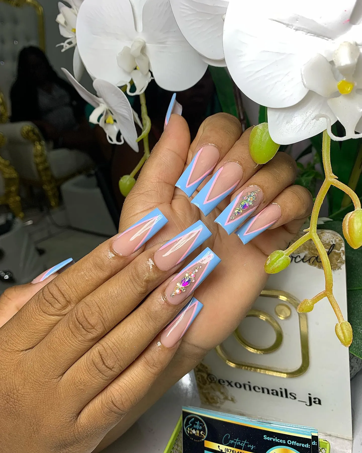 Pink and Blue Nail Designs