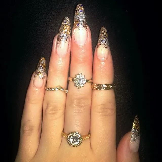 Gold and Silver Glitter Nails